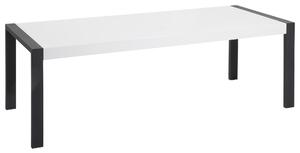 Stół jadalniany biały wysoki połysk metalowe czarne nogi 220 x 90 cm Arctic Beliani