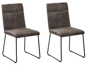 Zestaw 2 krzeseł do jadalni tapicerowane metalowe nóżki ciemnoszare Nevada Beliani