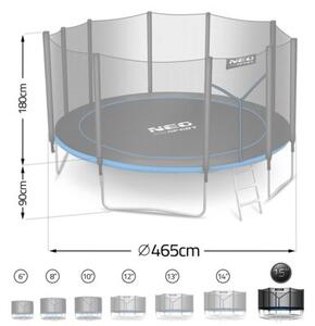 Trampolina ogrodowa 465cm 15ft drabinka siatka zew. Neo-Sport