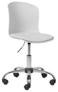 Obrotowe krzesło biurowe regulowane chromowane nogi biała ekoskóra Vamo Beliani