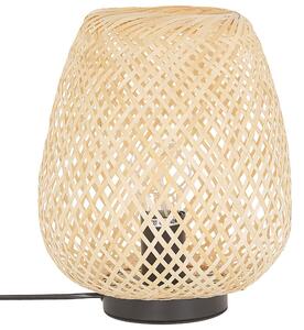 Nowoczesna lampa stołowa klosz bambusowy styl boho 30 cm jasne drewno Bomu Beliani