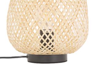 Nowoczesna lampa stołowa klosz bambusowy styl boho 30 cm jasne drewno Bomu Beliani