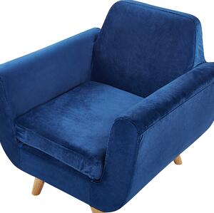 Komplet wypoczynkowy 2-3 osobowa sofa fotel zdejmowany pokrowiec niebieski Bernes Beliani