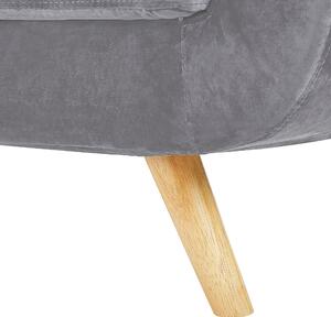 Sofa welurowa dwuosobowa drewniane nóżki zdejmowany pokrowiec szara Bernes Beliani
