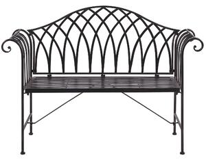 Ławka ogrodowa dwuosobowa 130 cm w stylu vintage metalowa czarna Milazzo Beliani