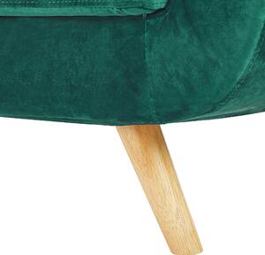 Sofa welurowa trzyosobowa drewniane nóżki zdejmowany pokrowiec zielona Bernes Beliani