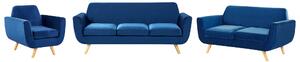 Komplet wypoczynkowy 2-3 osobowa sofa fotel zdejmowany pokrowiec niebieski Bernes Beliani