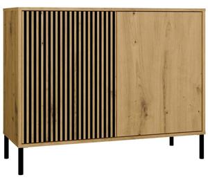 Komoda Front Ryflowany Szafka KAMARO 2D Slim / GÅadki DÄB ARTISAN Lamele