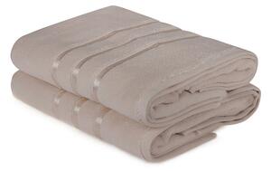 Zestaw 2 piaskowych bawełniany ręczników kąpielowych Foutastic Dolce, 70x140 cm