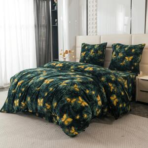 Pościel z mikropluszu YELLOW BUTTERFLY ciemnozielone Rozmiar pościeli: 70 x 90 cm | 140 x 200 cm