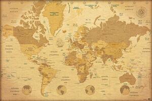 Plakat, Obraz World Map - Es Vintage, (91.5 x 61 cm)
