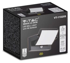 Projektor Oprawa Elewacyjna V-TAC 17W LED Czujnik Ruchu Czarna IP65 VT-11020S 3000K 2520lm