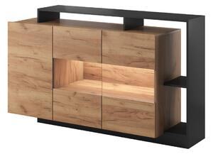 Komoda do salonu Alva grafit + dąb craft 155 cm
