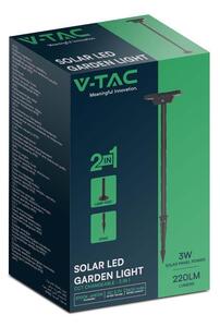 Słupek Ogrodowy Solarny V-TAC 2-funkcje IP65 53cm Czarny VT-4102 3000K-6400K 220lm 3 Lata Gwarancji