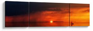Obraz zachodu słońca z żaglówką (170x50 cm)