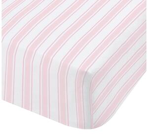 Różowo-białe bawełniane prześcieradło Bianca Check And Stripe, 135x190 cm