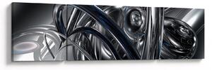 Obraz szarej abstrakcji z niebieskim (170x50 cm)