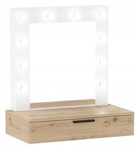 Toaletka z lustrem "LENA ART WHITE " dąb artisan + biały, 75cm, wisząca