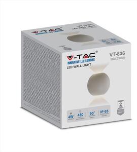 Kinkiet Ścienny V-TAC 4W LED Szary Okrągły IP65 VT-836 3000K 450lm