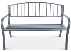 Metalowa ławka ogrodowa z oparciem BAUERKRAFT kolor szary