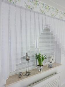 Firana gotowa z ozdobnymi koralikami-zielone kwiaty