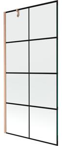 Mexen Next parawan nawannowy 1-skrzydłowy 90 x 150 cm, czarna kratka, miedź szczotkowana - 895-090-000-00-77-65