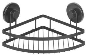 Półka pod prysznic metalowa czarna na przyssawki narożna 24x18x12,5 cm