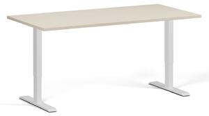Biurko z regulacją wysokości, 160x80 cm, 1 silnik, biała podstawa, brzoza