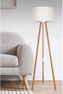 Lampa stojąca podłogowa skandynawska drewniany trójnóg kremowy abażur 136 cm 1xE27 20W PIKO Zuma Line