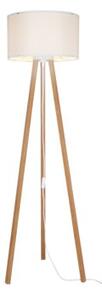 Lampa stojąca podłogowa skandynawska drewniany trójnóg kremowy abażur 136 cm 1xE27 20W PIKO Zuma Line