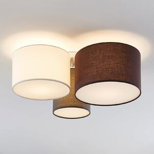Lampy sufitowe Lindby, Laurenz, ściemnialny, szary, salon, tkanina | tekstylia, nowoczesny