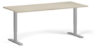Biurko z regulacją wysokości, 180x80 cm, 1 silnik, szara podstawa, dąb naturalny