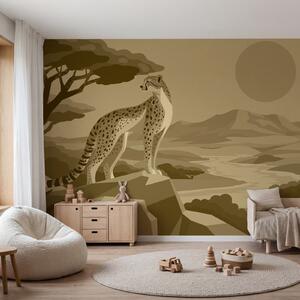 Fototapeta Gepard stojący na skale, Fototapety z zwierzętami, Popularne Fototapety, t01040v2 - Tapeko.pl