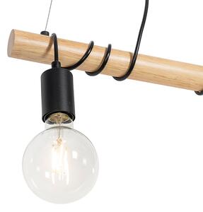Rustykalna lampa wisząca czarna drewno 3-źródła światła - Dami Oswietlenie wewnetrzne