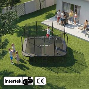 Trampolina dla Dzieci Ogrodowa Prostokątna z Siatką Wewnętrzną z drabinką Jump Pro Quadro 12FT 366cm