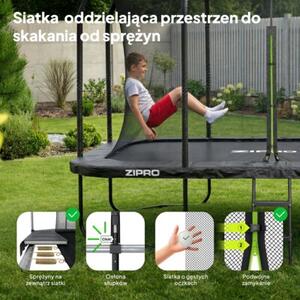 Trampolina dla Dzieci Ogrodowa Prostokątna z Siatką Wewnętrzną z drabinką Jump Pro Quadro 12FT 366cm