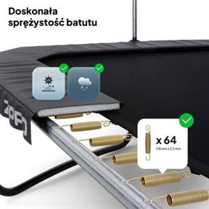 Trampolina dla Dzieci Ogrodowa Prostokątna z Siatką Wewnętrzną z drabinką Jump Pro Quadro 12FT 366cm