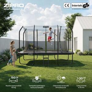 Trampolina dla Dzieci Ogrodowa Prostokątna z Siatką Wewnętrzną z drabinką Jump Pro Quadro 12FT 366cm