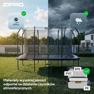 Trampolina dla Dzieci Ogrodowa Prostokątna z Siatką Wewnętrzną z drabinką Jump Pro Quadro 12FT 366cm