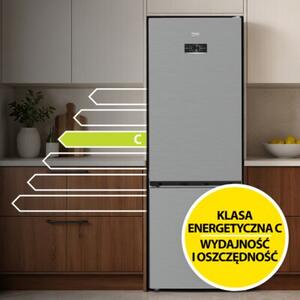 Lodówka BEKO B5RCNA416HXBW SpacePro 415L HarvestFresh AI CoolAdapt NoFrost - AeroFlow HomeWhiz 203.5cm Inox