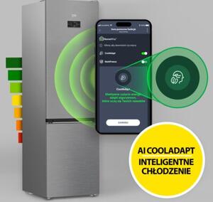 Lodówka BEKO B5RCNA416HXBW SpacePro 415L HarvestFresh AI CoolAdapt NoFrost - AeroFlow HomeWhiz 203.5cm Inox