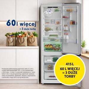 Lodówka BEKO B5RCNA416HXBW SpacePro 415L HarvestFresh AI CoolAdapt NoFrost - AeroFlow HomeWhiz 203.5cm Inox