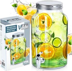 Słój do napojów z kranikiem szklany 6,2 l