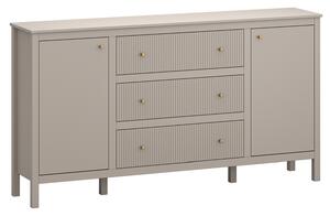 Komoda Dwudrzwiowa z Szufladami SELVIO 183 cm Taupe Ryflowana Nowoczesna