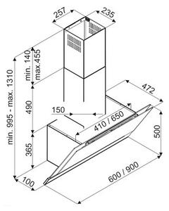Okap VDB IQ 60 H2H Czarny 715m3/h 60dB klasa A