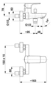 Bateria wannowa natynkowa KFA ARMATURA Mokait 5534-010-81 Czarny