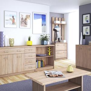 Komoda Dwudrzwiowa z Szufladą Drewniana do Salonu ELEGO 60 cm Dąb sonoma Nowoczesna