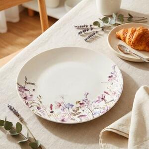 Talerz deserowy porcelanowy biały kwiaty LOUKA 20,5 cm