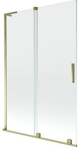Mexen Velar L parawan nawannowy 2-skrzydłowy rozsuwany 120 x 150 cm, transparent, złoty - 896-120-003-01-50