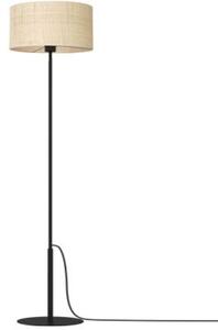Lampa stojąca podłogowa czarna z kremowym rattanowym abażurem 1xE27 15W Rattan Luminex